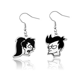 WSNANG Fry and Leela Stud Dangle Earrings Cartoon Movie Themed Jewelry Cartoon Character Earrings Movie Merch (Fry Leela ER)