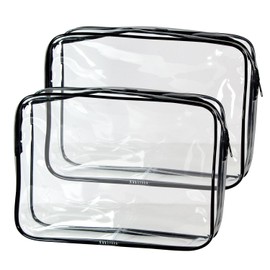 DESKEMAI Clear TSA Approved Toiletry Bag, Quart Size Travel Organizer, Water Resistant, 2-Pack, Travel Cosmetic & Makeup Bags, Carry-On Airport Compliant Bag