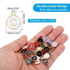 PATIKIL Letter Charm C, 60Pcs Double Sided Alphabet Initial Charm Pendants Beads Enamel Charm for Bracelet Necklace Earring DIY Jewelry Making, White