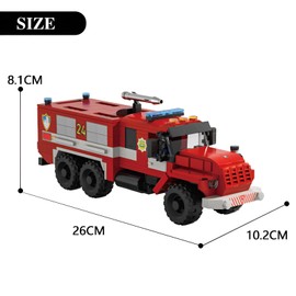 Vintage Fire Engine Building Blocks Construction Kit, City Fire Station Clamping Blocks, Construction Rescue Vehicle Model Toy for Adults and Teenagers from 14 Years, Gift Idea for Your Own Home