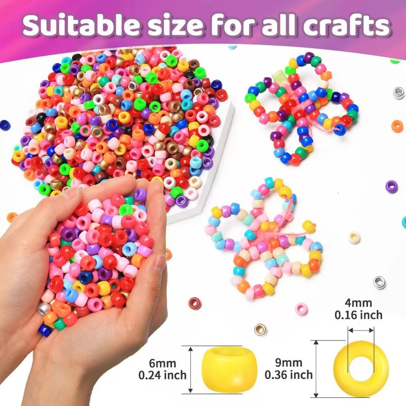 Pony Beads, 4500pcs 6x9mm, Wholesale Beads, Bracelets Jewelry Making, Arts