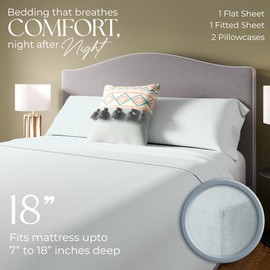 SUPREME ELEGANCE King Size Jersey Knit Sheet Set, 4Pc Super Soft Light Gray Sheets, All Season Wrinkle Resistant & Easy Care Sheet Set with Deep Pocket (1 Flat, 1 Fitted Sheet & 2 Pillowcases)