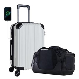 OUZZO Luggage,Carry-on Luggage with Wheels,TSA Approved Lock,Hardshell Suitcase with USB Port,Expandable Carry On Luggage,22x14x9 Airline Approved,20-inch Suitcase with Corner Protectors,White