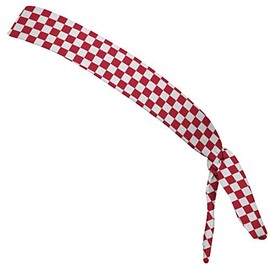 Checkerboard Dark Red & White Elastic Tie Running Fitness Skinny Headbands Made in USA