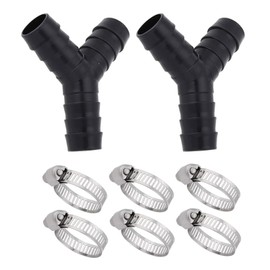 Fokmuaex 2 PCS Universal Drain Hose Y Connector 16mm & 20x20mm - Splitter Adapter for Dishwasher and Washing Machine with Anti-Leak Clamps, Durable Plastic Tee Fitting, Black