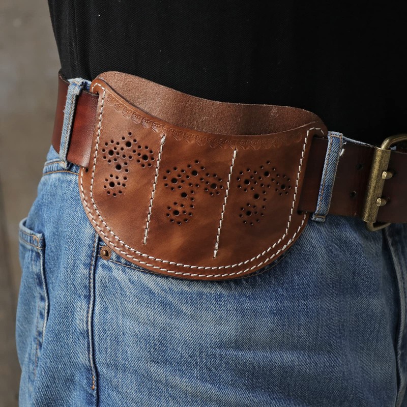 TOURBON Leather Pocket Tool Belt Pouch 3 Slots EDC Multitool