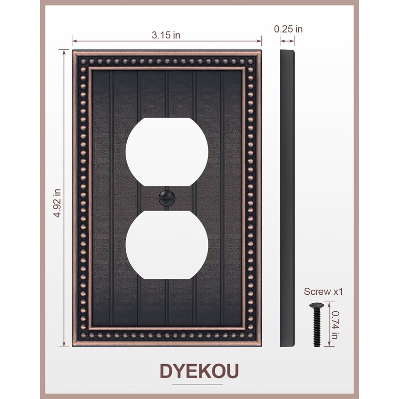 Oil Rubbed Bronze 1 Gang Duplex Wall Plate Cover Zinc