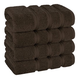 American Soft Linen Luxury Hand Towels for Bathroom, 600 GSM 100% Cotton Turkish 4 Piece Hand Towel Set, 600 GSM Hand Face Towels for Kitchen, Brown Hand Towels