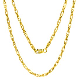 JEWELHEART 10K Real Gold Twisted Necklace For Women - 2.2mm Diamond Cut Braided Chain Link Necklace - Dainty Yellow Gold Pendant Necklace with Lobster Clasp 16"