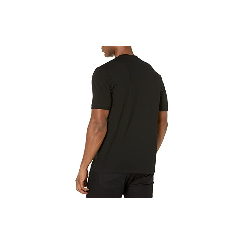 HUGO Mens Ribbed Crew Neck Regular Fit Center Logo T-Shirt,