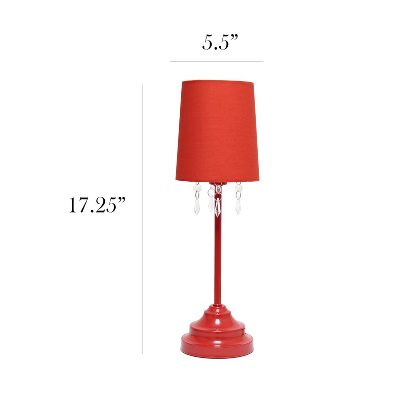 Simple Designs LT3018-RED Table Lamp with Fabric Shade and Hanging