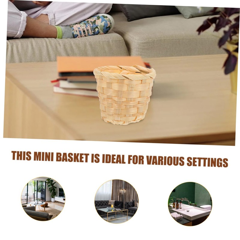 Mipcase 6pcs Handheld Bamboo Basket Miniature Woven Sundries Organizer for