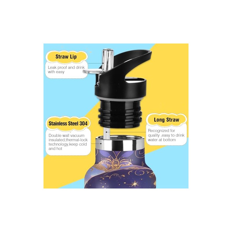 Moon Gem Leaves Botella de agua de acero inoxidable con