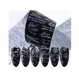 Generic Christmas Nail Foil Transfer Stickers Santa Snowflake Reindeer 10Pcs 20X4Cm Xk9119 Nail Wraps Stickers Manicure Supplies for Women Nails Full Long Lasting Easy Apply and Remove