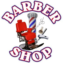 Barber Shop 24" X 24" Vinyl STOREFRONT Decal Window White Text New Full Color Graphics
