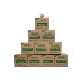 11-Piece U-Haul Medium Heavy-Duty Double Wall Moving & Shipping Boxes - Pack of 10 Boxes with Handles - 18-1/8” x 18” x 16” (L x W x H) - Bonus Roll of Tape Included