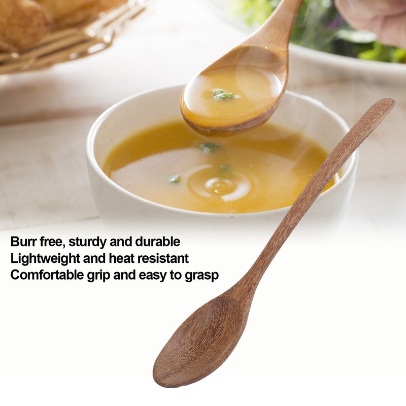 5Pcs Wooden Spoons Burr Free Sturdy Durable Light Heat Resistant