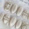 Wedding pearl handmade nail tips - Square M / 웨딩