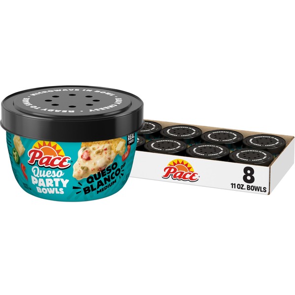 Pace Queso Blanco Dip, 11 oz Microwavable Bowl (8 Pack)