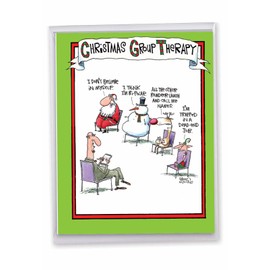 NobleWorks - Big Cartoon Christmas Card from Group (8.5 x 11 Inch) - Funny Holiday Cartoons, Jumbo Humor Card from All of Us - Group Therapy J5799XSG-US