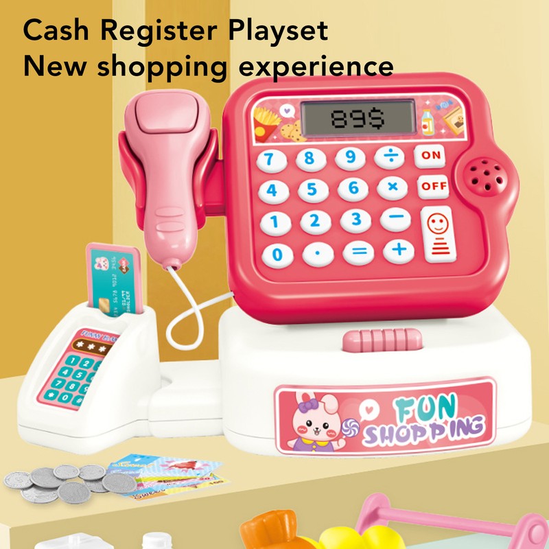Cash Register Playset Stimulation Cosplay Learning Calculation Shopping Checkout Money