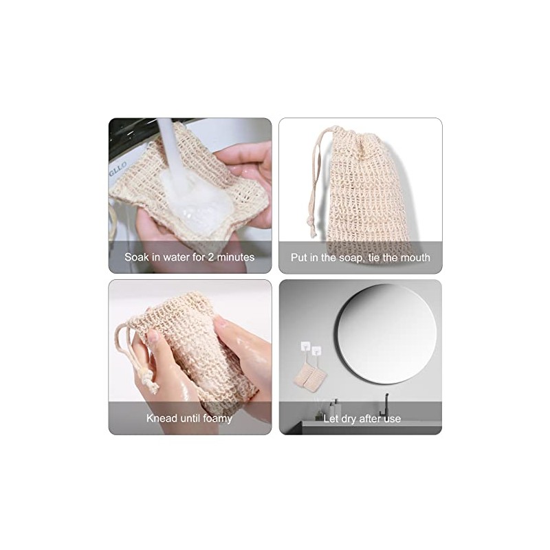 15 paquetes de bolsas para jabón, bolsas naturales de sisal
