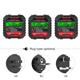 HABOTEST GFCI Outlet Tester with Voltage Display 90-250V Socket Tester Automatic Electric Circuit Polarity Voltage Detector Breaker Finder HT107B