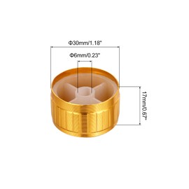 sourcing map Potentiometer Control Knob 6mm D Type Shaft Electric Guitar Power Amplifiers Stereos, Bass 180 Degrees 6x30x17mm Aluminum Plastic Knobs Gold 5PCS