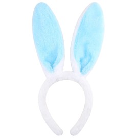 Blue Bunny Ears Headbands for Women Easter Bunnies Ear Headband Plush Rabbit Hair Bands Floppy Easter Holiday Party Prom Hair Boppers White Blue Rabbit Ear Headwear Cute Bunny Hair Accessories 1Pcs