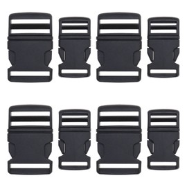 VGOL 8PCS Plastic Quick Side Release Buckle Clips Contoured Side Release Buckles for Backpack Fanny Pack Travel Bag Pet Collar 25mm & 38mm Black