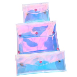 Outanaya 3Pcs Holographic Makeup Pouch Cosmetic Organizers for Women Travel Storage for Coins Earphones and Essentials Eye Catching Lightweight and Easy to Carry