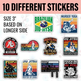 TODOLIA (10Pcs-3in) Brazilian Jiu Jitsu Sticker Pack, Funny Jiu Jitsu Sticker, BJJ Coach Gift, Classroom Decoration for Laptop Tablet Planner Luggage Water Bottle Helmet Car Truck Vehicles