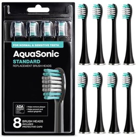 Aquasonic - CABEZALES DE CEPILLO DE REPUESTO: 8 UNIDADES, COMPATIBLES CON VARIOS MODELOS DE Cepillo de Dientes Eléctrico Aquasonic, CALIDAD SUPERIOR Y SUAVES CON LOS DIENTES Y ENCÍAS
