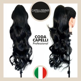 Haargummi, Pferdeschwanz, schwarz, natürlicher Effekt, gewellter Pferdeschwanz, einfache Anwendung mit Clip, lockiges Haar, 70 cm