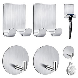 ZukoCert Paquete de 2 soportes de afeitar para ducha + 2 ganchos adhesivos de pared