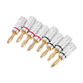 LALAFINA 8pcs Banana Plug Speaker Connectors for Easy Installation Durable Audio Connectors for Receivers Surround Sound Systems Home Theater Use Stable Signal Transmission