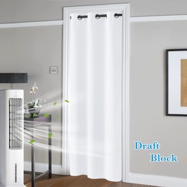 RYB HOME Room Darkening Door Curtains for Doorway,Energy Smart Privacy Doorway Backdrop Perfect Temporary Door for Doorway Closet , Pure White, W42 x L80 inch, 1 Panel