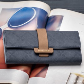 PAULO SERINI® Women's Purse, 100% Vegan Leather, Large Purse for Women, with 9 Card Slots, Women's Wallet, Navy Blue, Dark Blue