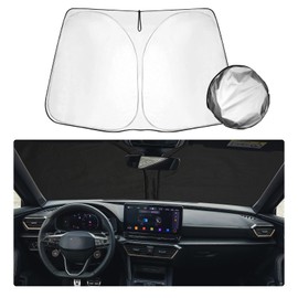 SHAOHAO Compatible with Seat Cupra Formentor/Leon MK4 2020 2021 2022 2023 2024 Sun Visor Silver Coated Fabric Foldable Sun Visor UV and Heat Protection Sun Visor Windscreen