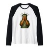 Statue of Liberty Face covering in shame political Satire Raglan