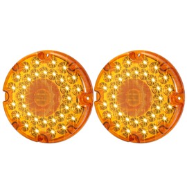 XtraGlow 7" Round Transit Turn Signal Light Amber LED Parking Lights with Built-in Reflex Lens for Skoolie School Bus Tail Lights 2Pcs