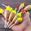 Alwonder 4-Pack Bobbers for Fishing, Buoyant Balsa Wood Body Slip