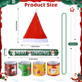 Maysing 150 Pcs Christmas Party Gifts Bulk Christmas Glasses Frame and Headbands, Santa Hats, Beaded Necklaces, Snap Bracelets for Women Men Photo Booth Xmas Costume Holiday Party