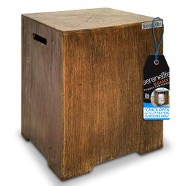 SereneLife SLGASCV Cover Wood-Grain Holder – Holds 20 Lbs. Clean Burning Propane Gas Tank, One Size, Brown