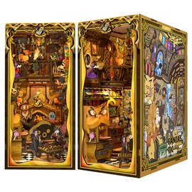 CUTEBEE Book Nook Kit - DIY Miniature House Magic Dollhouse Kit for Adults Teens, Fantastic Booknook Bookshelf Decor Beasts Alley Model Build with LED Light (Fantastic Animal Common Room)