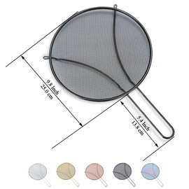 Evanda Black Splatter Screen for Cooking, Stainless Steel 9.8" Fine Mesh for Frying Pan, Grease Guard for Pan to Stop Hot Oil Splatter, Protect the Skin From Burns, Safe Cooking Lid