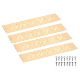 sourcing map Air Vents Cover, 4Pcs 225 x 50mm - Aluminum Alloy Mesh Air Return Vent Cover, Rectangle Louvered Ventilation Grille for Shoe Cabinet Wardrobe (Gold)