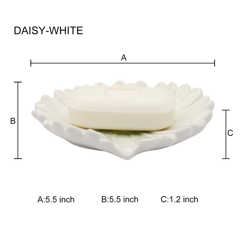 Self Draining Soap Dish Inspired by Daisy Flower Ceramic Waterfall