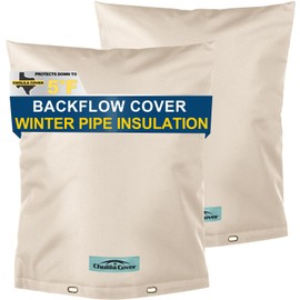 2PCS Backflow Preventer Cover Insulated (5˚F) with Thicker 7 Layers Fabric, 16" W x 20" H with Aluminum Foil Layer Backflow Cover for Winter Pipe Freeze Protection, Sprinkler Covers for Outside