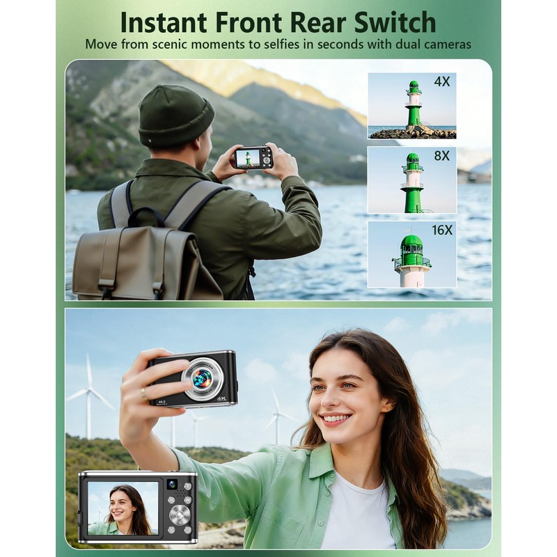 2026 Upgraded 4K Digital Camera for Photography, Dual Lens Autofocus